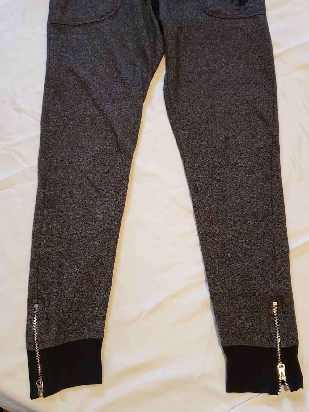 Beverly Hills Polo Club Dark Gray Sweatpants with Logo Print And Zipper Legs